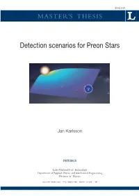 Detection Scenarios for Preon Stars Detection Scenarios for Preon Stars
