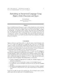 Embedding an Interpreted Language Using Higher-Order Functions and Types