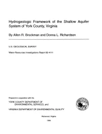 Hydrogeologic Framework of the Shallow Aquifer System of York County, Virginia