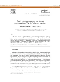 Logic Programming and Knowledge Representation—The A-Prolog Perspective ✩