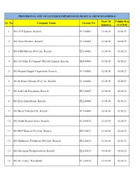 Provisional List of Licensed Importer of Medical Devices (Form-4)