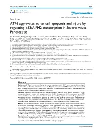 Theranostics ATF6 Aggravates Acinar Cell Apoptosis and Injury By