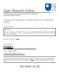 A Universal Framework for Space Resource Utilisation (SRU)