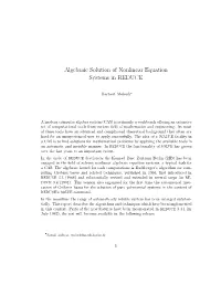 Algebraic Solution of Nonlinear Equation Systems in REDUCE