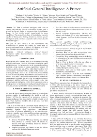 Artificial General Intelligence a Primer