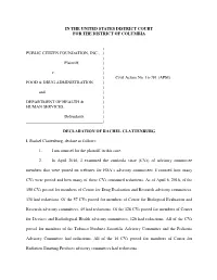 Clattenburg Declaration and Exhibits
