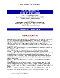 Fulda, Minnesota Code of Ordinances