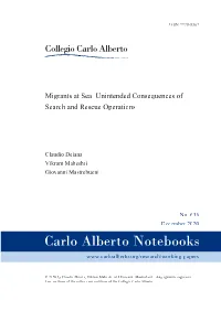 Migrants at Sea: Unintended Consequences of Search and Rescue Operations*