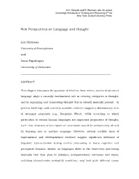 New Perspectives on Language and Thought