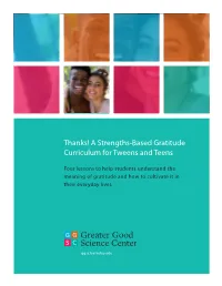Thanks! a Strengths-Based Gratitude Curriculum for Tweens and Teens