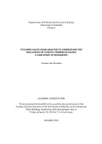 Utilizing Value Chain Analysis to Understand the Challenges of Tomato Farmers in Ghana: a Case Study of Matsekope