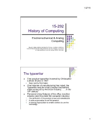15-292 History of Computing