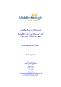 Middlesbrough Council Local Development Framework Statement of Involvement