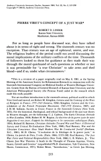 Pierre Viret's Concept of a Just War*