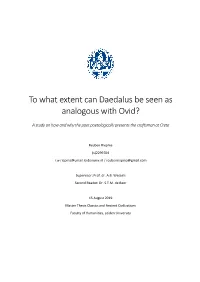 To What Extent Can Daedalus Be Seen As Analogous with Ovid?