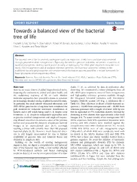 Towards a Balanced View of the Bacterial Tree of Life Frederik Schulz*, Emiley A