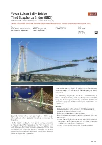 Yavuz Sultan Selim Bridge Third Bosphorus Bridge (BB3)