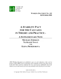 A Stability Pact for the Caucasus in Theory and Practice