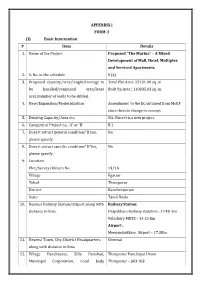 APPENDIX I FORM-1 (I) Basic Information # Item Details Proposed “The Marina” – a Mixed