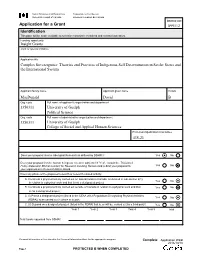 Application for a Grant 899112 Identification This Page Will Be Made Available to Selection Committee Members and External Assessors
