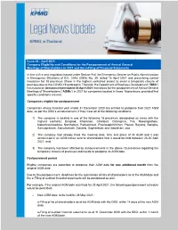 April 2021 Company Eligibility and Conditions for the Postponement of Annual General Meetings of Shareholders in 2021 and the E-Filing of Financial Statements