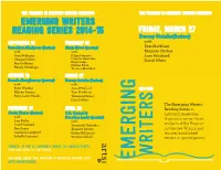 Emerging Writers Reading Series 2014-15