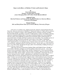 Report of the History of Matthew P. Deady And