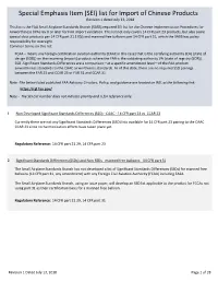 Special Emphasis Item ( SEI ) List for Import of Chinese Products