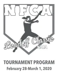 TOURNAMENT PROGRAM February 28-March 1, 2020