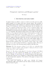 Congruent Numbersnumbers and Heegner Pointspoints