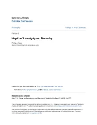 Hegel on Sovereignty and Monarchy