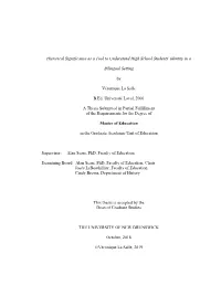 Historical Significance As a Tool to Understand High School Students' Identity in A