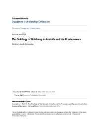 The Ontology of Not-Being in Aristotle and His Predecessors