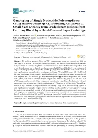 Genotyping of Single Nucleotide Polymorphisms Using Allele