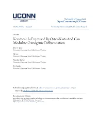 Keratocan Is Expressed by Osteoblasts and Can Modulate Osteogenic Differentiation John C