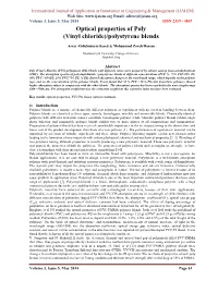 Optical Properties of Poly (Vinyl Chloride)/Polystyrene Blends
