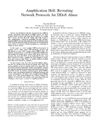 Amplification Hell: Revisiting Network Protocols for Ddos Abuse