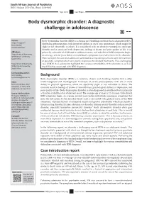 Body Dysmorphic Disorder: a Diagnostic Challenge in Adolescence
