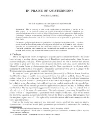 In Praise of Quaternions