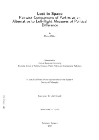 Lost in Space Pairwise Comparisons of Parties As an Alternative to Left-Right Measures of Political Diﬀerence