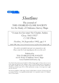 Sheetlines the Journal of the CHARLES CLOSE SOCIETY for the Study of Ordnance Survey Maps