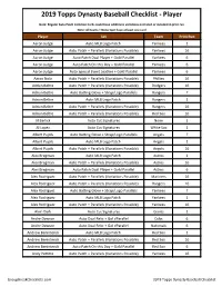 2019 Topps Dynasty Baseball Checklist - Player