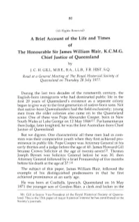 A Brief Account of the Life and Times of the Honourable Sir James William Blair, K.C.M.G