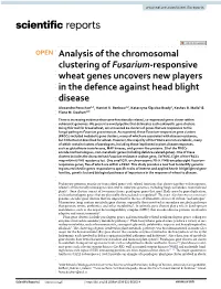 Analysis of the Chromosomal Clustering of Fusarium-Responsive