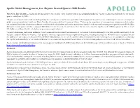 Apollo Global Management, Inc. Reports Second Quarter 2020 Results