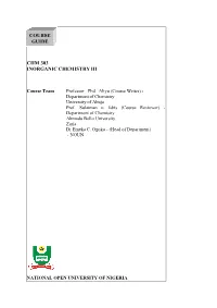Chm 303 Course Guide