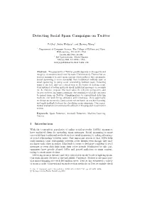 Detecting Social Spam Campaigns on Twitter