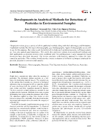 Developments in Analytical Methods for Detection of Pesticides in Environmental Samples