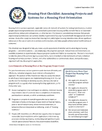 Housing First Checklist: Assessing Projects and Systems for a Housing First Orientation