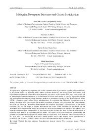 Malaysian Newspaper Discourse and Citizen Participation